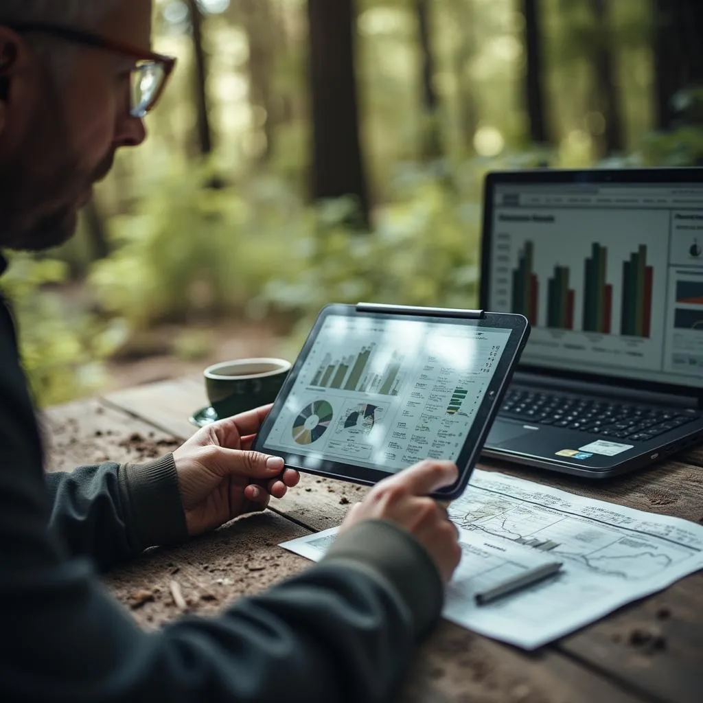 Consultor analizando datos de mercado
