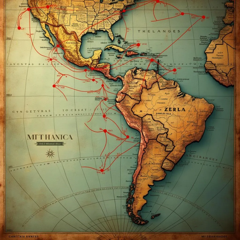 Mapa de Latinoamérica destacando rutas de exportación