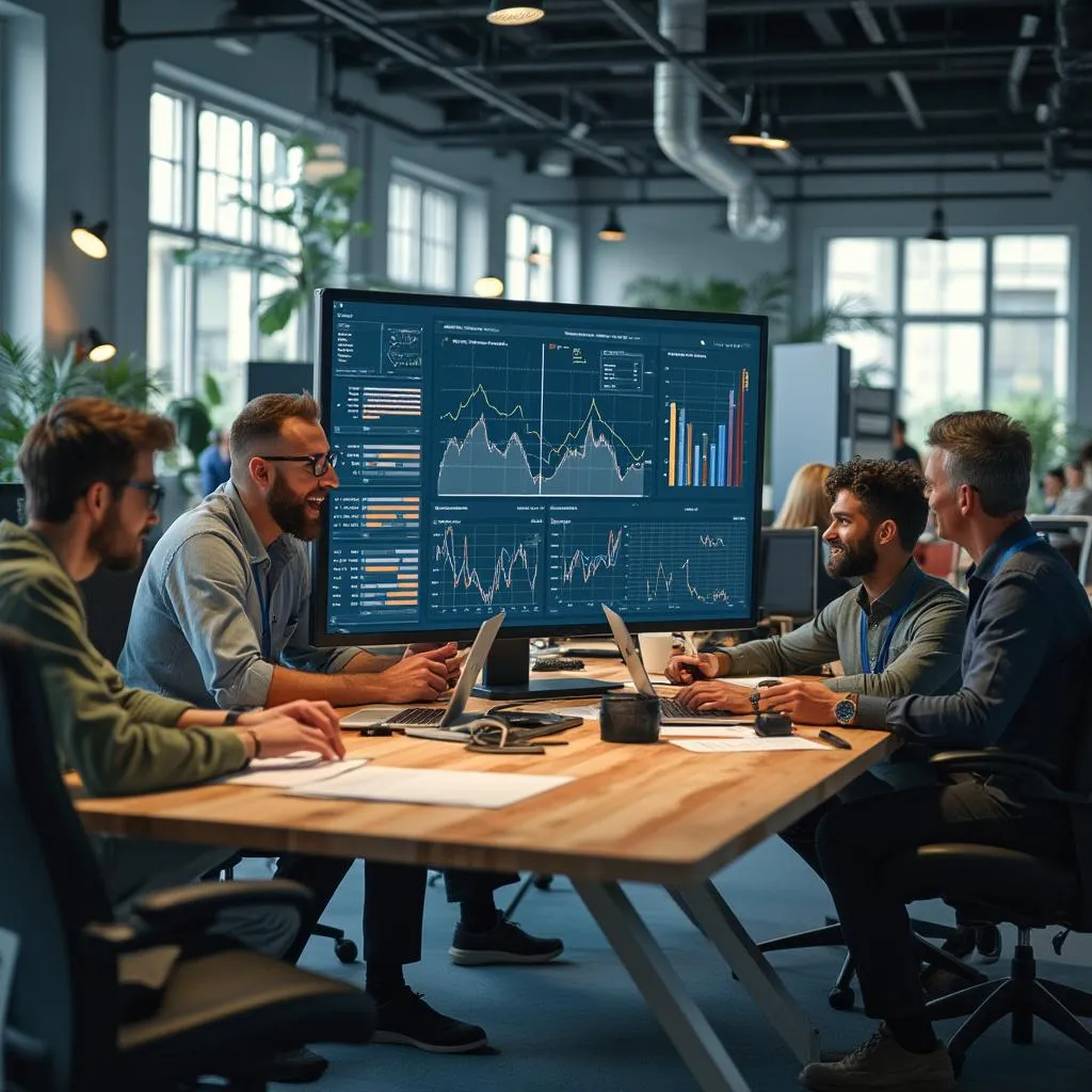 Equipo discutiendo estrategias de crecimiento empresarial
